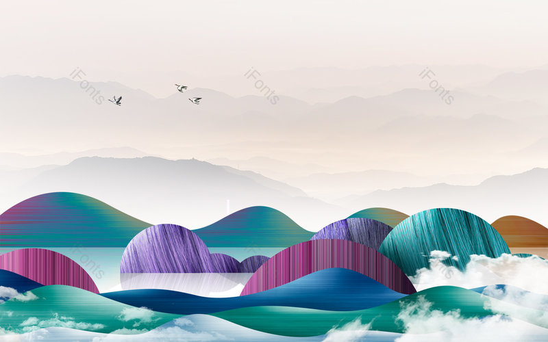 中国风唯美意境山水装饰背景设计,插画/手绘图,插画/手绘图库,插画/手绘图下载,插画/手绘